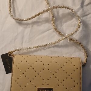 Bebe Gold Studded Tan Crossbody Bag